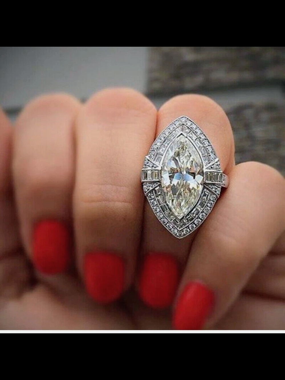 Elegant Marquise Halo Cocktail Ring in Sterling Silver with Clear Stone